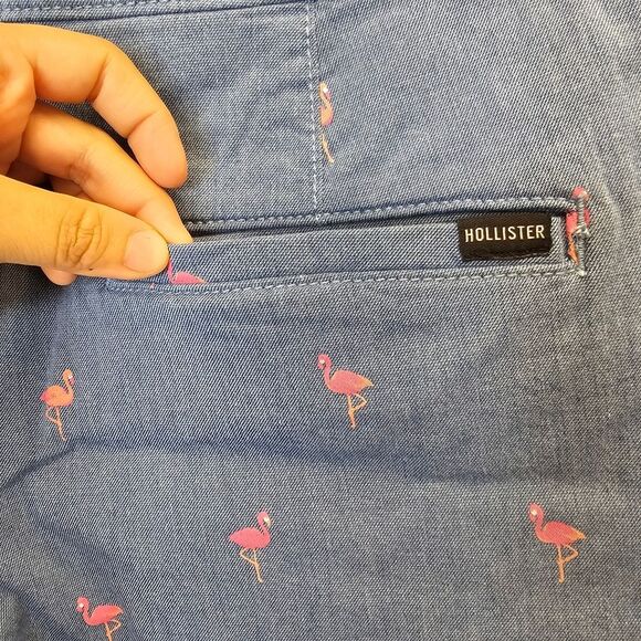 NWT Hollister Men's 28 Blue Pink Epic Flex Flamingo Flat Front Shorts 7" - Picture 11 of 15